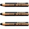 STABILO Matita multi-talento Woody 3 in 1 - Confezione da 3 matite - Nero