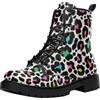 Ulalaza Stivaletti da Donna con Stampa Leopardata Allacciati alla Caviglia con Motivo Animalier Colorato alla Moda e Casual