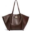 Generic Borsa Tote da Donna in Pelle, Borsa a Mano Grande, Borsa Capiente, Borsa da Spalla per Lavoro, Viaggi, Shopping e Scuola, Nero, Bianco, Marrone