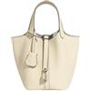 CXHasmotic Borsa a secchiello con grana litchi Borsa mini tote in pelle martellata | Borsa casual in morbida pelle pieno fiore con manico superiore a forma di cestino