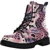 Ulalaza Stivaletti da Donna con Stampa Leopardata Allacciati alla Caviglia con Motivo Animalier Colorato alla Moda e Casual