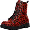 Ulalaza Stivaletti da Donna con Stampa Leopardata Allacciati alla Caviglia con Motivo Animalier Colorato alla Moda e Casual