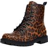 Ulalaza Stivaletti da Donna con Stampa Leopardata Allacciati alla Caviglia con Motivo Animalier Colorato alla Moda e Casual