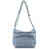 AdiStylinno Borsa a tracolla in denim da donna, grande capacità, in tela, stile retrò, casual, borsa a tracolla leggera con tasche multiple e tracolla regolabile