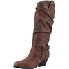 HOOUDO Stivali Alti,Comode Stivaletti Cowboy Invernali Stivali Donna con Tacco Neri Cowboy Scarpe Stivaletti Texani Vera Pelle Eleganti Stivaletto