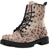 Ulalaza Stivaletti da Donna con Stampa Leopardata Allacciati alla Caviglia con Motivo Animalier Colorato alla Moda e Casual