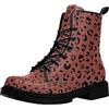 Ulalaza Stivaletti da Donna con Stampa Leopardata Allacciati alla Caviglia con Motivo Animalier Colorato alla Moda e Casual