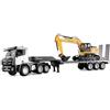 Amewi Set 2 in 1 camion con piano profondo ed escavatore 1:24 RTR telecomandato RC, cantiere per bambini, 8 anni, antracite nero-giallo