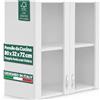 Shally Dogan Credenza, Pensile da Cucina con Vetro, Armadio Sospeso da Parete Vetrato in Legno Due Ante 1 Ripiano 2 Scomparti, Armadietto Spazioso Resistente, Dim. 80 x 32 x 72H cm (Bianco)