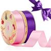 VynyQoo 2 Rotoli da 20mm Largo Nastro Di Raso, Rosa e Viola, 22M Lato Singolo Nastro Regalo, Nastri Per Decorazioni, Per Matrimonio, Compleanno, Decorazione Della Torta