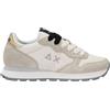 SUN68 Sneaker Ally Gold Silver in suede e nylon bianco panna
