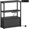 HOMCOM Tavolino da divano con presa elettrica, ripiano, salvaspazio, 45x18x60,2cm, Nero | Aosom Italy