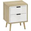 HOMCOM Comodino con 2 cassetti silenziosi e piedi in legno massiccio, 40 x 35 x 50 cm, Bianco lucido | Aosom Italy