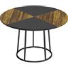 HOMCOM Tavolo da Pranzo Rotondo Ø120 cm per 4-6 Persone con Piano Bicolore, Stile Industriale, Marrone Rustico e Nero | Aosom Italy