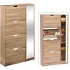 5FIVE Scarpiera 4 cassetti con specchio 85x23x155 cm legno beige, mobile ingresso salvaspazio