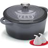 Overmont Pentola in ghisa smaltata Overmont, ideale per brasare, diametro 24 cm, adatta al forno - con
