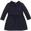 Tommy Hilfiger Neonati Abito Felpa Essential Dress con Colletto Peter Pan, Blu (Dark Night Navy), 80