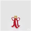 EDG Enzo De Gasperi Portacandela Fiocco di Natale H16 cm Rosso Oro - Decorazione Natalizia