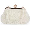 Fecialy Donna Perla Pochette Borse da sera Pochette Matrimonio Tracolla di cristallo con catena di perle