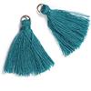 Duories 50 mini ciondoli a nappa, 3 cm, in cotone, con frange, nappa per orecchini, borse, segnalibri, accessori fai da te, indaco