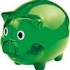 noTrash2003 Grande salvadanaio trasparente in plastica idea regalo risparmio moneybank singolo o doppio set 12,5 x 10 x 10 cm blu rosso verde o trasparente (1, verde)