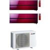 Mitsubishi Electric Climatizzatore Condizionatore MITSUBISHI ELECTRIC Dual Split 9+12 serie KIRIGAMINE STYLE RUBY RED Inverter con MXZ-2F42VF WI-FI INTEGRATO R-32 9000+12000 A+++/A++