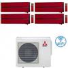 Mitsubishi Electric Climatizzatore Condizionatore MITSUBISHI ELECTRIC Quadri Split 9+9+9+12 Serie KIRIGAMINE STYLE RUBY RED Inverter Con MXZ-4F80VF WI-FI INTEGRATO R-32 9000+9000+9000+12000 A++/A+