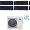 Mitsubishi Electric Climatizzatore Condizionatore MITSUBISHI ELECTRIC Quadri Split 9+9+9+12 Serie KIRIGAMINE STYLE ONYX BLACK Inverter Con MXZ-4F80VF WI-FI INTEGRATO R-32 9000+9000+9000+12000 A++/A+