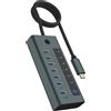 ICY BOX IB-HUB1457-C31 - Hub - Interfaccia Type-C - 6 x USB-C 3.2 Gen 2+ 1 x USB-C 3.2 Gen 2 (alimentazione)