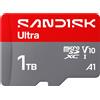SANDISK Ultra microSDXC da 1 TB, scheda UHS-I + adattatore SD (velocità di lettura fino a 195 MB/s)