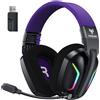 WESEARY Cuffie da gioco wireless WESEARY con microfono, compatibili con PS5, PS4, PC, Switch e smartphone