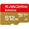 SANDISK Extreme microSDXC 512 GB, scheda UHS-I + adattatore SD (velocità di lettura fino a 245 MB/s)