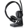 CSL Cuffie stereo Bluetooth CSL, senza fili, con microfono, base di ricarica, modello over-ear, autonomia di 40 ore, assistente vocale, Bluetooth 5.2, tasto multifunzione, doppia connessione, multipoint
