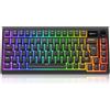 Titanwolf Tastiera da gaming meccanica Titanwolf ALPHA TKL, tastiera RGB con display TFT e manopola rotativa, switch hot-swap lineari, 2,4 GHz, Bluetooth, batteria da 4000 mAh, USB-C, colore nero