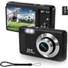 ZELURXX, mini fotocamera digitale da 64MP, per catturare i momenti speciali in qualsiasi momento, con zoom 16x, display da 2,4 pollici, 9 modalità di scatto, 32 GB di memoria, colore nero