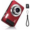 ZELURXX, mini fotocamera digitale da 64MP, per catturare i momenti speciali in qualsiasi momento, con zoom 16x, display da 2,4 pollici, 9 modalità di scatto, 32 GB di memoria, colore rosso