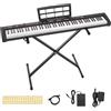 VEVOR Pianoforte Digitale a 88 Tasti Semipesati con Supporto Leggio Nero | per Principianti, 128 Suoni e Ritmi, Doppia Alimentazione, Portatile, con Pedale, Connettività USB/MIDI, Tasti Standard 20mm