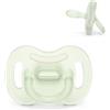 Suavinex, ciuccio interamente in silicone, per neonati 6/18 mesi, verde | Brilla al buio, ideale per la notte, tettina fisiologica SX Pro, simmetrica, piatta e flessibile, rispetta lo sviluppo orale