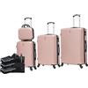 CELIMS Set di valigie leggere, approvate da più di 100 compagnie aeree, per un viaggio in totale sicurezza, Oro rosa., Set 4 pièces