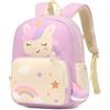 PROTAURI Zainetto Asilo Bambina 3-6 anni in Velluto 12L, Viola | Cintura Pettorale con Fischietto, Riflettente, Leggera, Ergonomica, per Libri in Formato A4, 34 cm