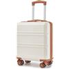 KONO Trolley Bagaglio a Mano e Valigia Cabina 45x36x20 cm, ABS+PC, Conforme EasyJet (Bianco Crema, 16)