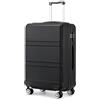 KONO Valigia Grande Valigie Trolley Rigide Bagaglio a Mano da Viaggio Valigia da Stiva con Serratura TSA e Robuste 4 Ruote Girevoli（Nero, 28