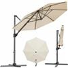 JUMMICO Ombrellone a Sbalzo 325x325x260 cm, Parasole in Alluminio Antiruggine Anti-UV con Manovella, per Terrazza e Spiaggia,Beige