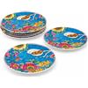 LEONARDO LUXURY HOME DESIGN Servizio Piatti 6 Pezzi Porcellana Decorazione Floreale Japan Birds Blu Dessert Ø 15,5 cm Uccellino Piatti Torta Tavola Elegante Lavastoviglie Microonde (Japan Birds Blu)