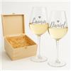 fashwork - Coppia Calici Vino Personalizzabili Nomi, Calici Personalizzati da 50 cl, bicchieri vino rosso o prosecco - Idee Regalo Anniversario, Regalo Matrimonio e scegli la scatola regalo