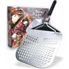 Orso Chef Pala per Pizza forata in Alluminio MAXI 32 x 32 con Manico Pieghevole - Foratura Professionale per Infornata Perfetta - Fino a 4 kg - Ideale per Forno di Casa, Pizzeria, Panetteria