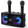 EASJOY Macchina per karaoke, sistema di altoparlanti portatile con 2 microfoni senza fili Karaoke completo karaoke per adulti Bluetooth 20 W altoparlante Karaoke portatile festa a casa, riunione,