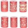 CANDELA LED CHRISTMAS ROSSA DECORI ASSORTITI DISPLAY 6 PZ PARAFFINA