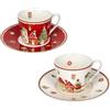 TAZZINA CAFFE' VILLAGGIO IN FESTA SET 2 PZ NEW BONE CHINA