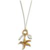happymaker - Collana estiva da donna, nastro in raso beige con moschettone in acciaio inox dorato per charm personalizzati, con perla d'acqua dolce, quarzo rosa e charm a forma di stella marina
